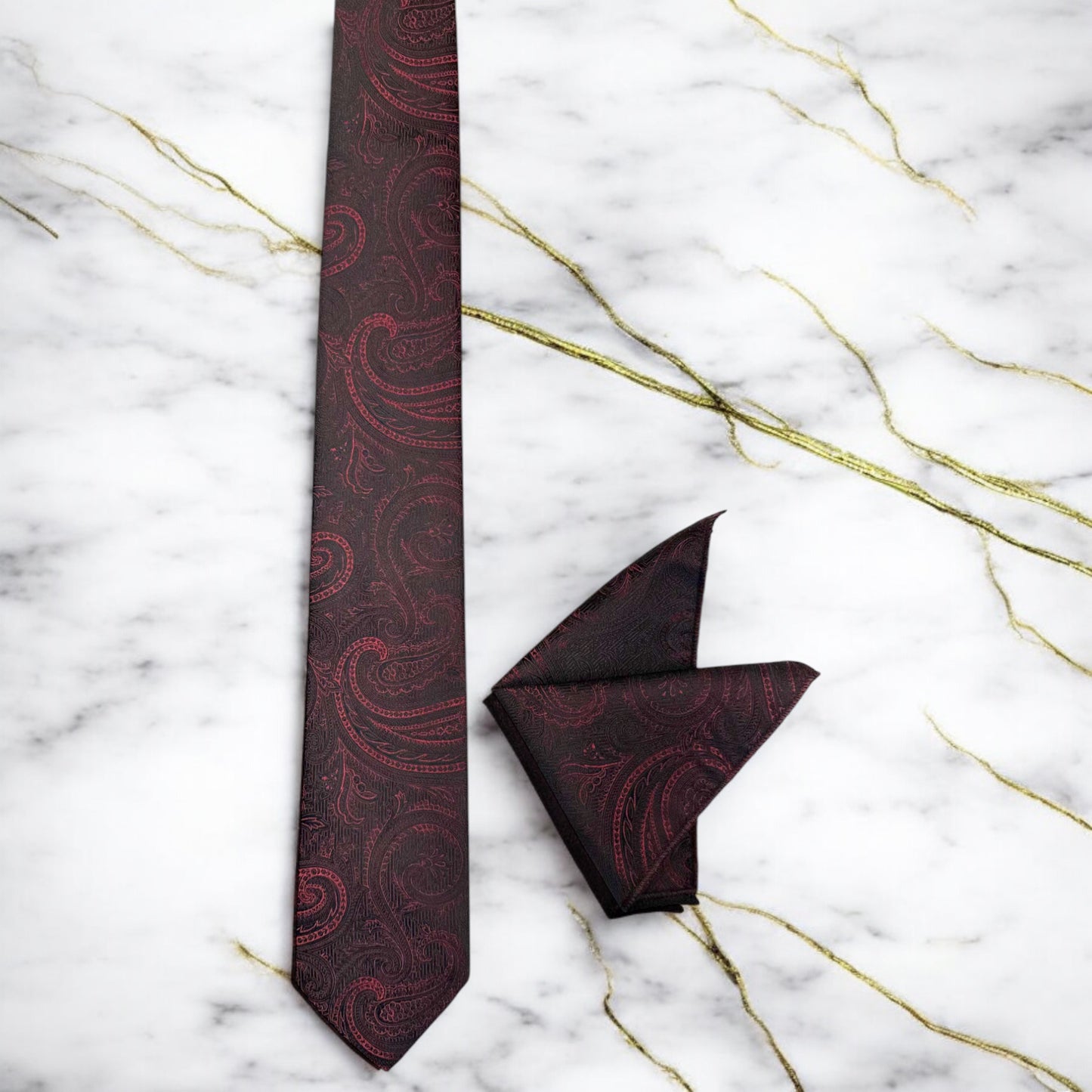 Patterned Red and Black   - Istanbul Fashion Tie - Classic Wide