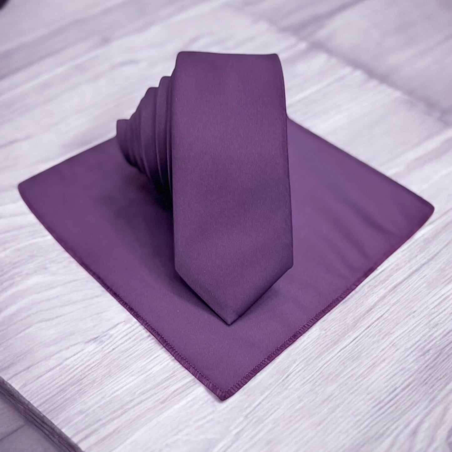 Grape Purple - Istanbul Fashion Slim Tie, Plain Satin