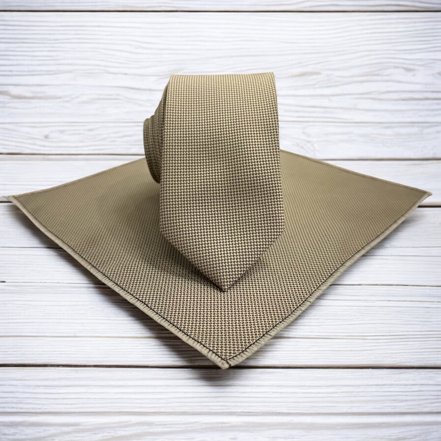 Champagne  with Dark Dots Istanbul Fashion Slim Tie, Textured Fabric