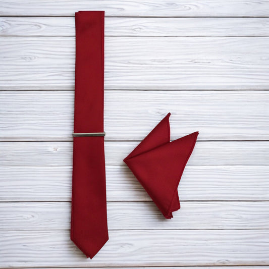 Red  - Istanbul Fashion Slim Tie, Textured Fabric