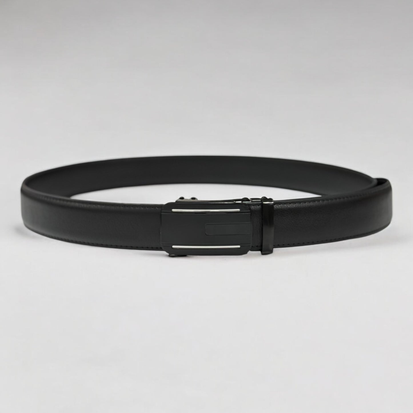 Matte Black Leather with Black Buckle - 3