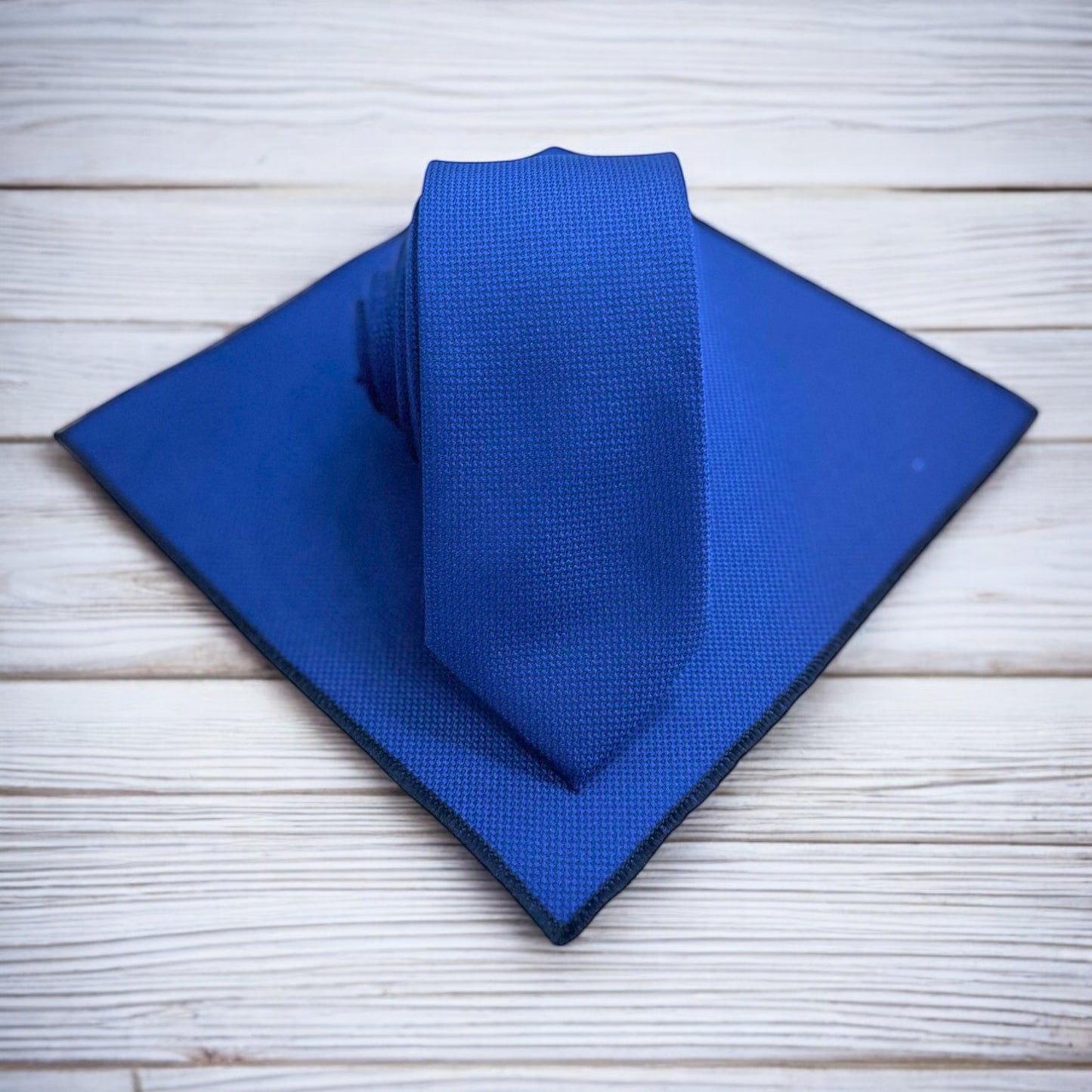 Dark Royal Blue  with Darker Lines- Istanbul Fashion Slim Tie, Textured Fabric