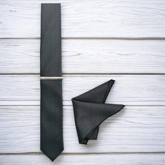Dark Charcoal w/ Dots - Istanbul Fashion Slim Tie, Textured Fabric