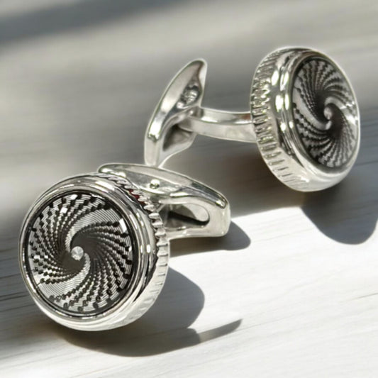 Silver with Swirl Detailing   - Istanbul Fashion Cufflinks - 45
