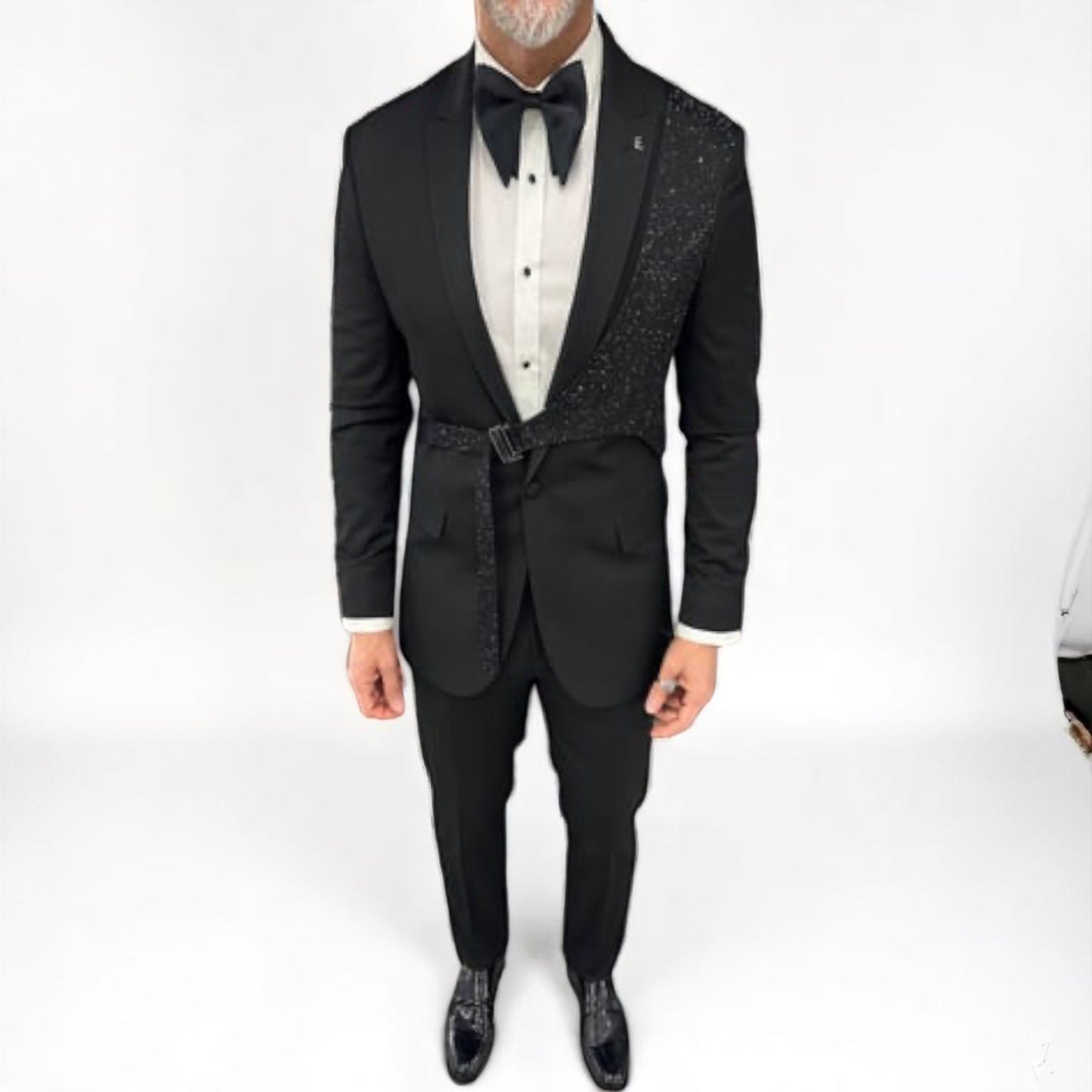 Black with Black Gems Unique 2025 Tuxedo- Slim Fit